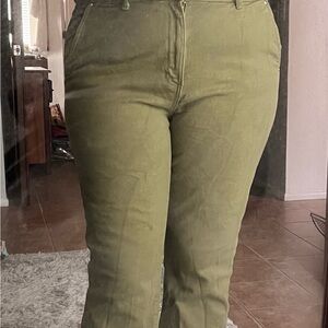 Michael Kors Women's Olive Green Flared Jeans Size 14